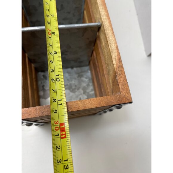 Wooden Utensil Caddy Crate with 3 Sections New WithOut Tags! - Picture 4 of 9